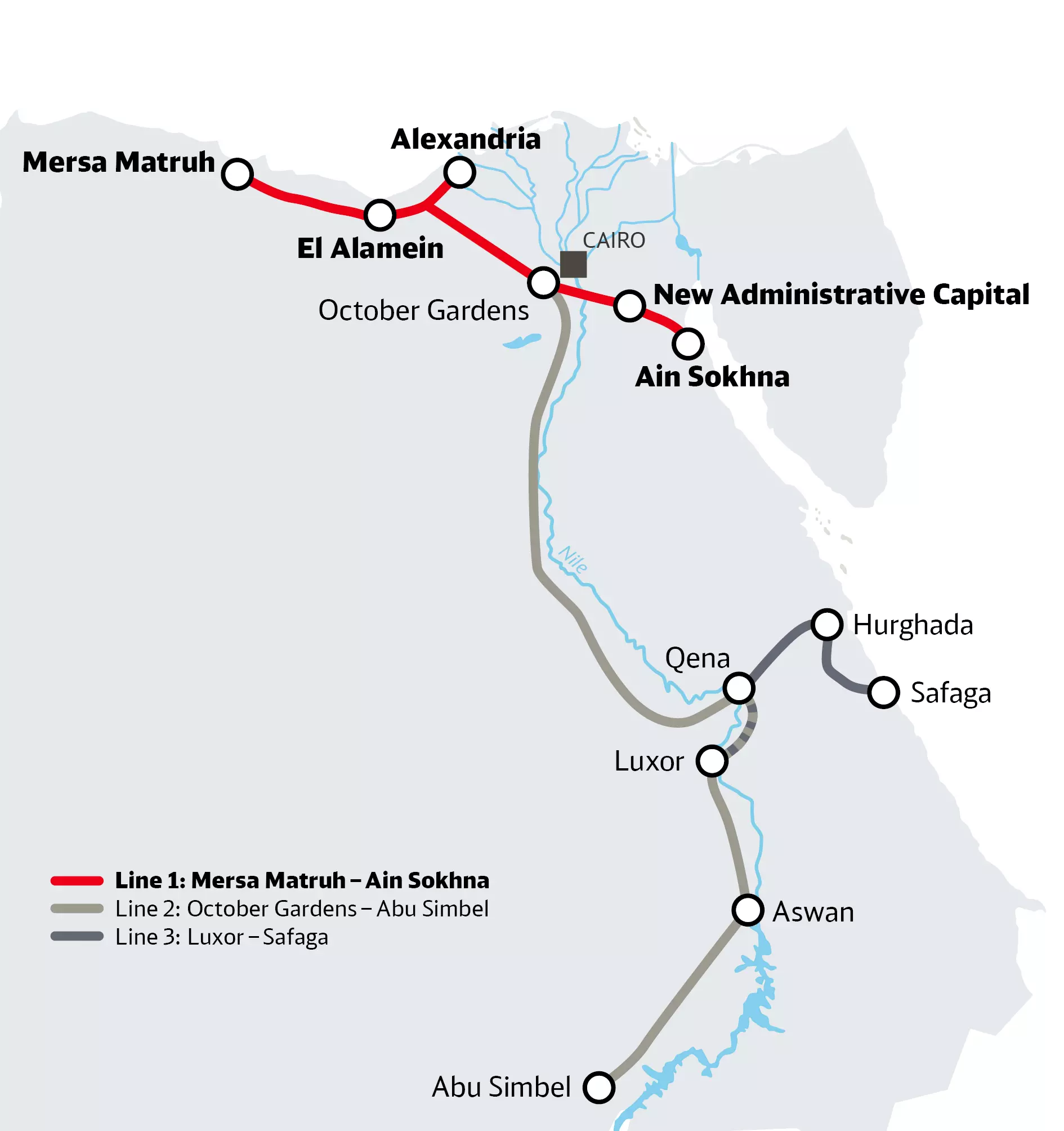 Route map Egypt