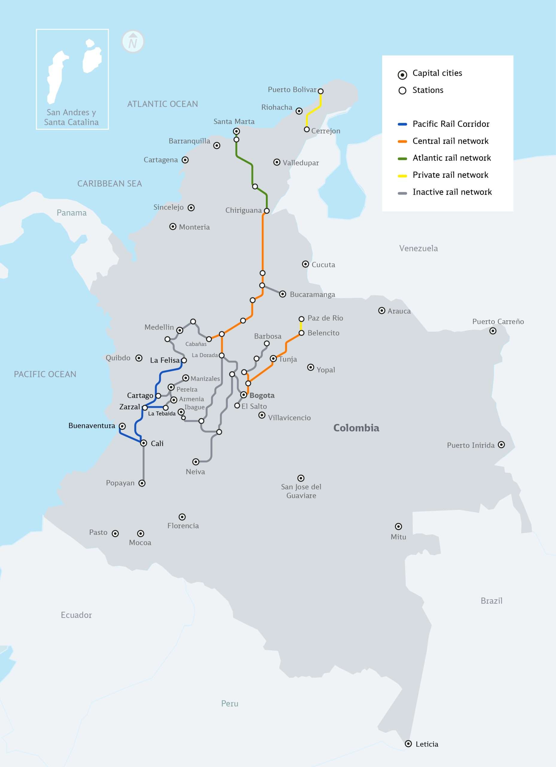 Pacific rail corridor: route in Colombia