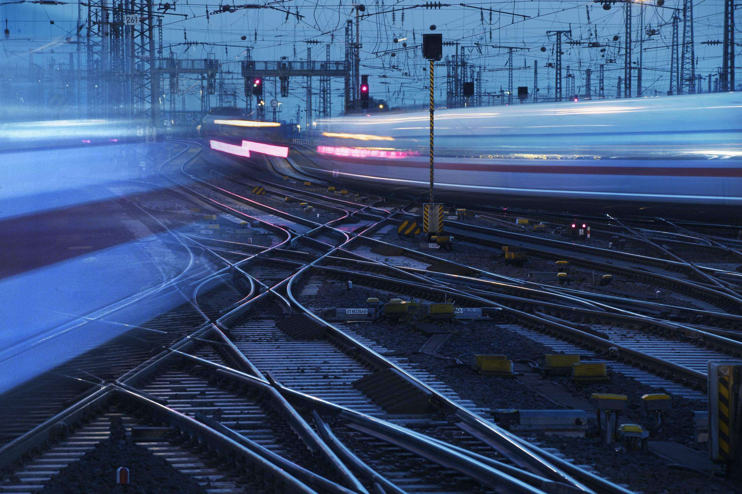 dynamic train at night